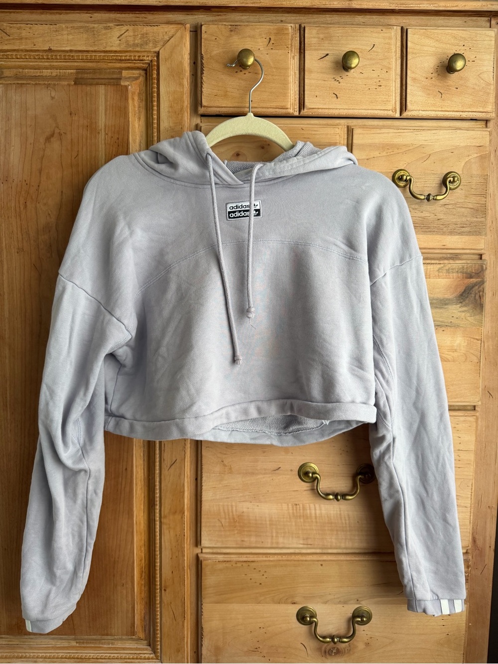 adidas Cropped Hoodie in Light Gray Lilac